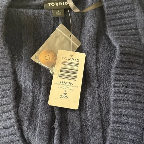 Torrid Deep Blue Ribbed Cardigan - Picture 2 of 4